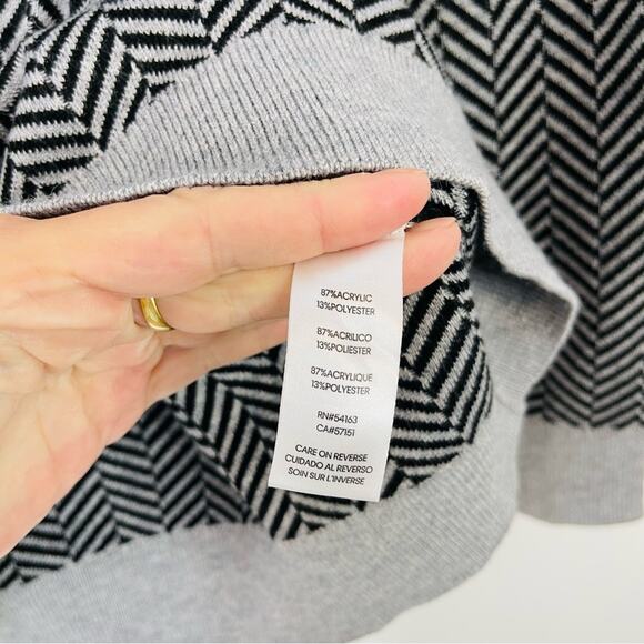 Calvin Klein grey black striped button pullover mock neck preppy sweater large - Picture 8 of 8